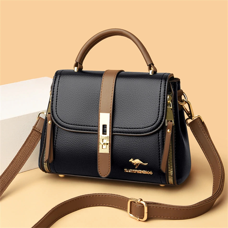 Lumière Patch Flap — Chic Microfiber Leather Shoulder Bag