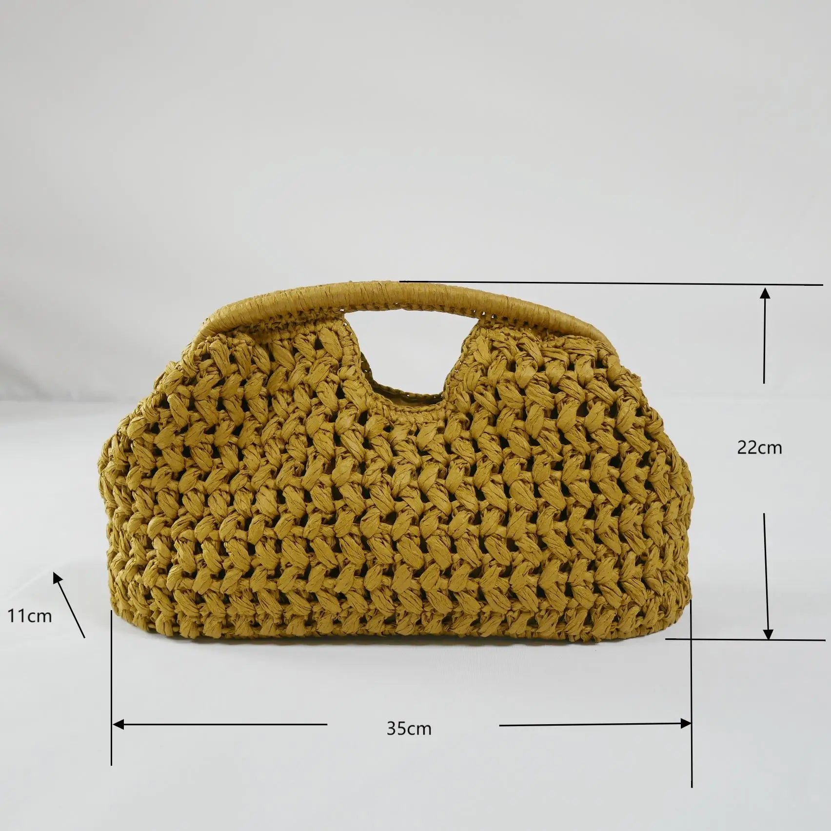 The Soleil Clutch — Woven Paper Hollow Clutch in Yellow
