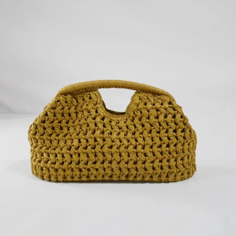The Soleil Clutch — Woven Paper Hollow Clutch in Yellow