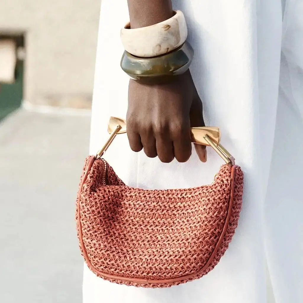 The Soleil Curve™ – Woven Half-Moon Chain Bag