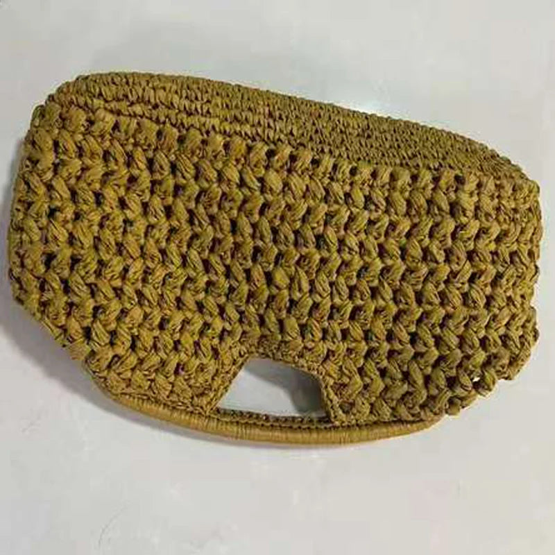 The Soleil Clutch — Woven Paper Hollow Clutch in Yellow