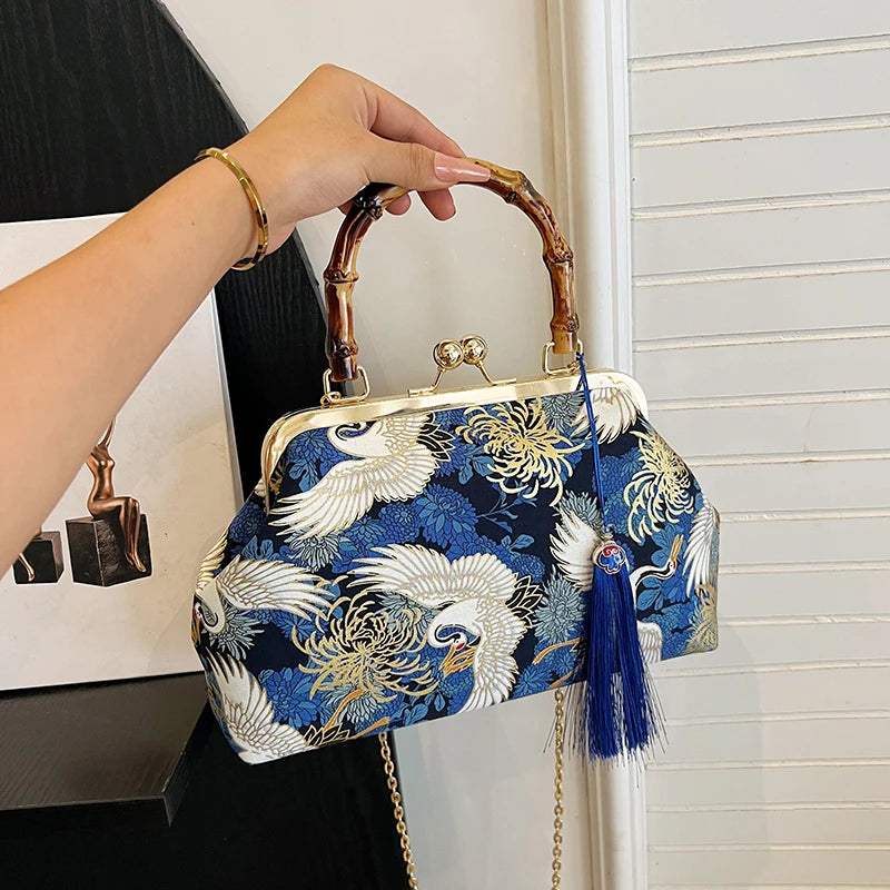 The Pearl Nomad — Canvas Tassel Shoulder & Clutch Bag