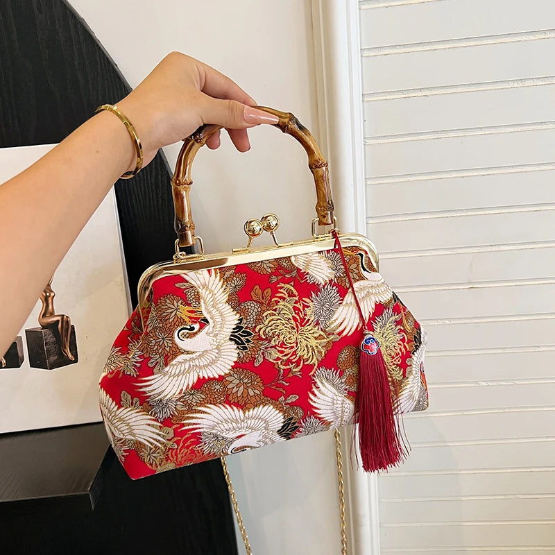 The Pearl Nomad — Canvas Tassel Shoulder & Clutch Bag