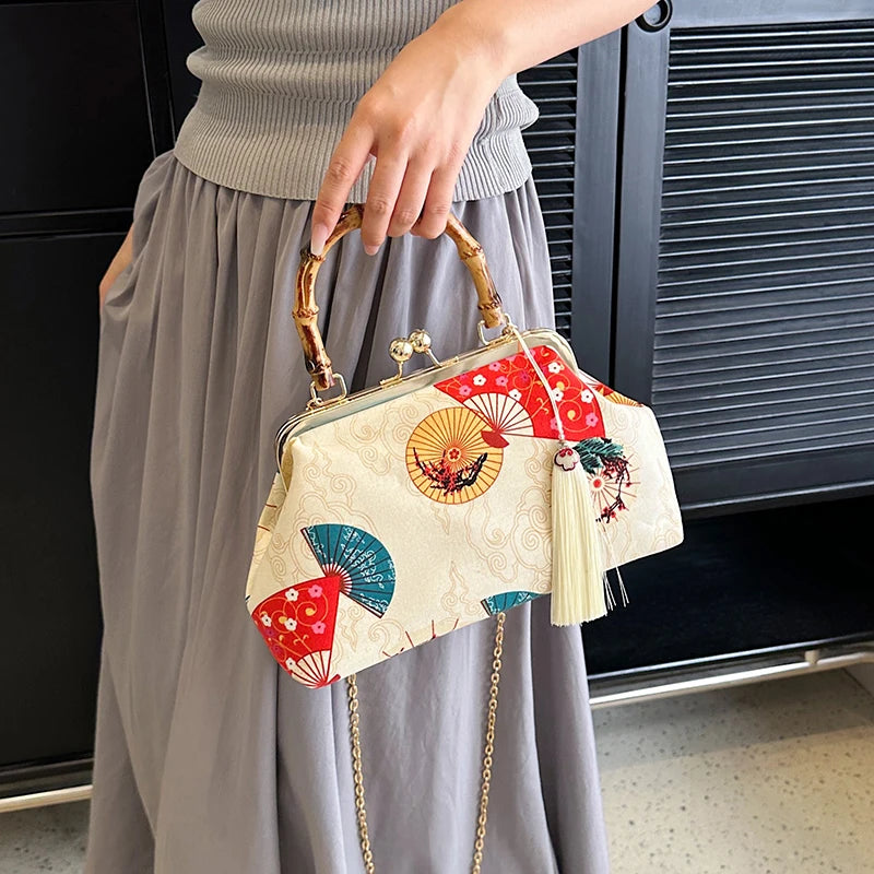 The Pearl Nomad — Canvas Tassel Shoulder & Clutch Bag