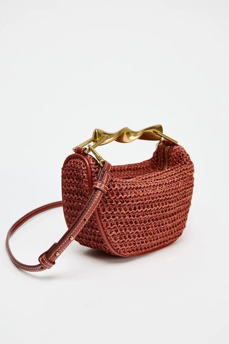 The Soleil Curve™ – Woven Half-Moon Chain Bag