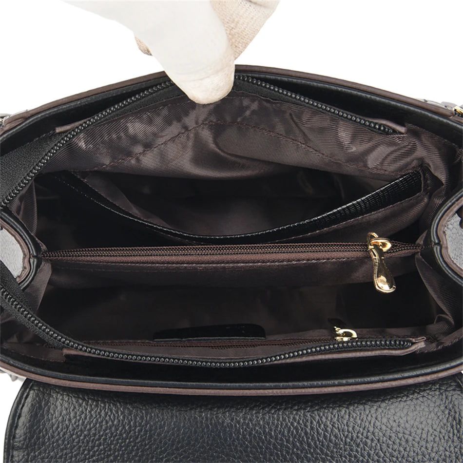 Lumière Patch Flap — Chic Microfiber Leather Shoulder Bag