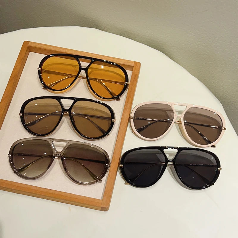 SkySheen Gradient Shades – Oversized UV400 Pilot Sunnies