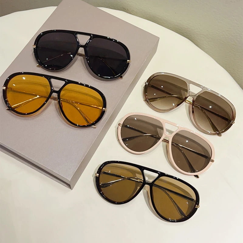 SkySheen Gradient Shades – Oversized UV400 Pilot Sunnies