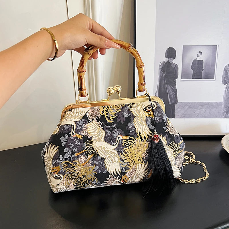 The Pearl Nomad — Canvas Tassel Shoulder & Clutch Bag