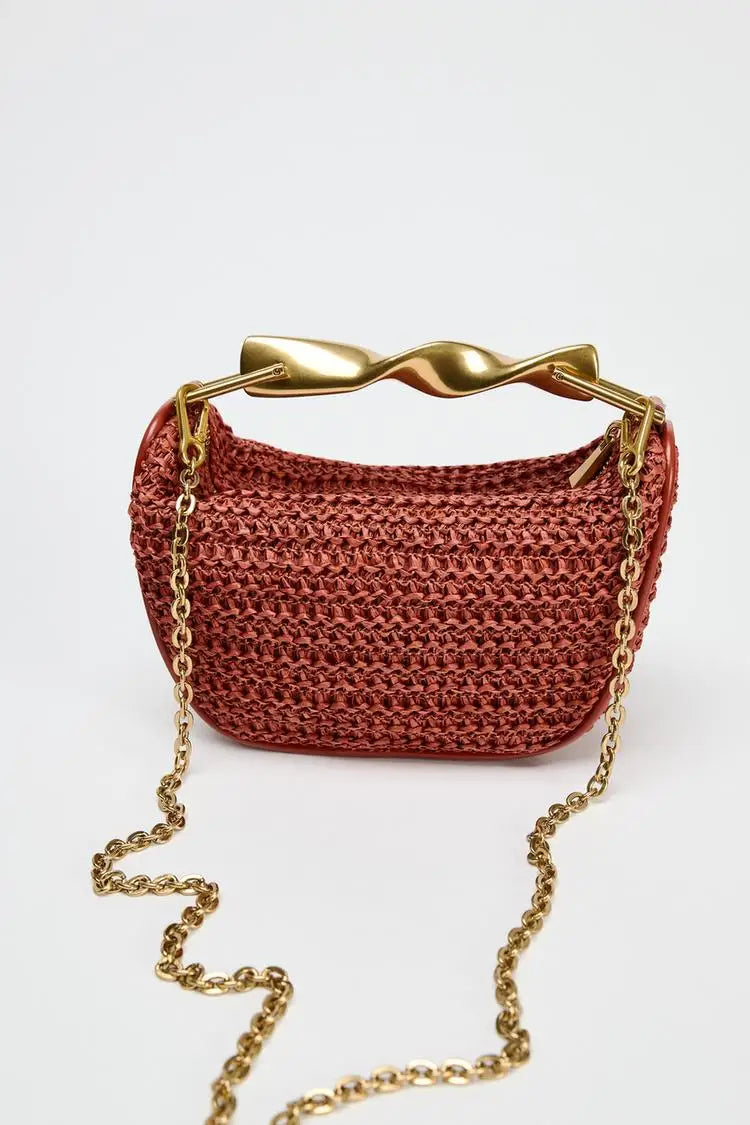 The Soleil Curve™ – Woven Half-Moon Chain Bag