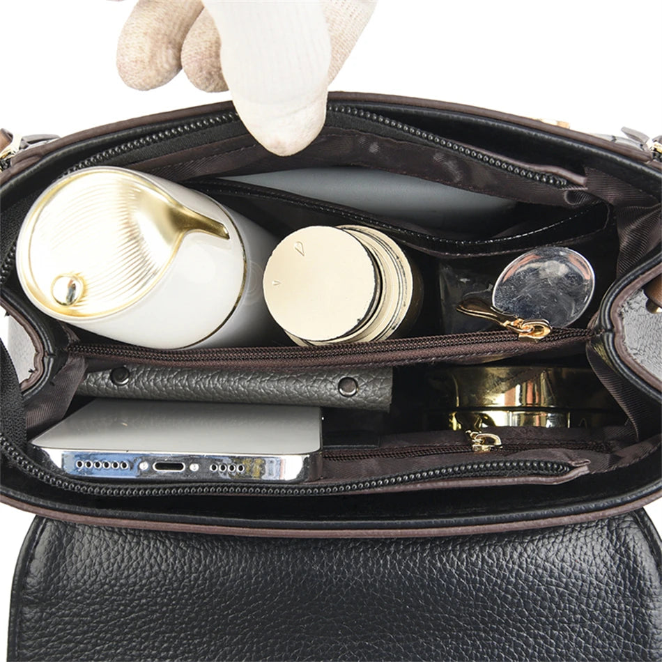 Lumière Patch Flap — Chic Microfiber Leather Shoulder Bag