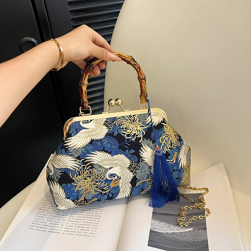 The Pearl Nomad — Canvas Tassel Shoulder & Clutch Bag