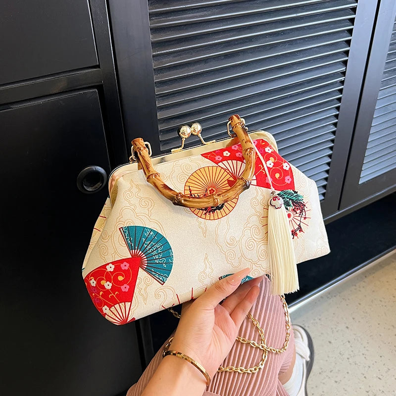 The Pearl Nomad — Canvas Tassel Shoulder & Clutch Bag