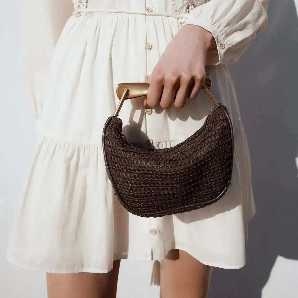 The Soleil Curve™ – Woven Half-Moon Chain Bag