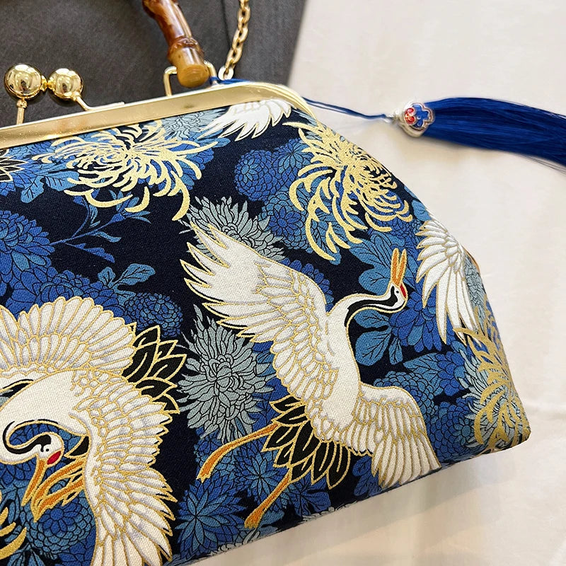 The Pearl Nomad — Canvas Tassel Shoulder & Clutch Bag