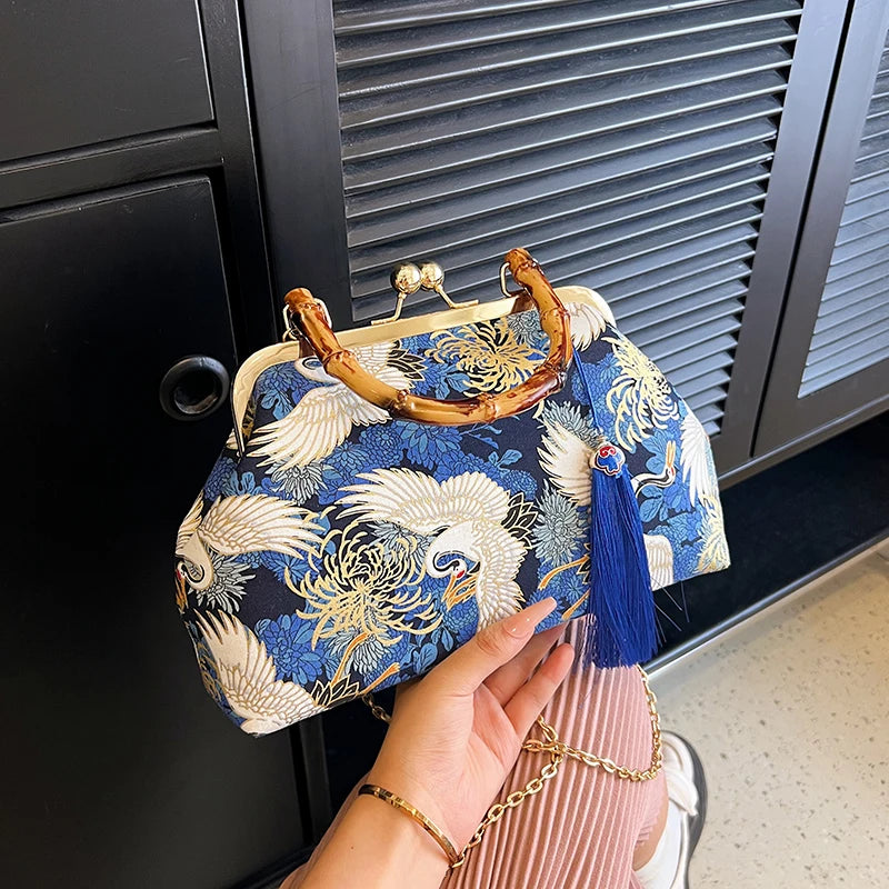 The Pearl Nomad — Canvas Tassel Shoulder & Clutch Bag