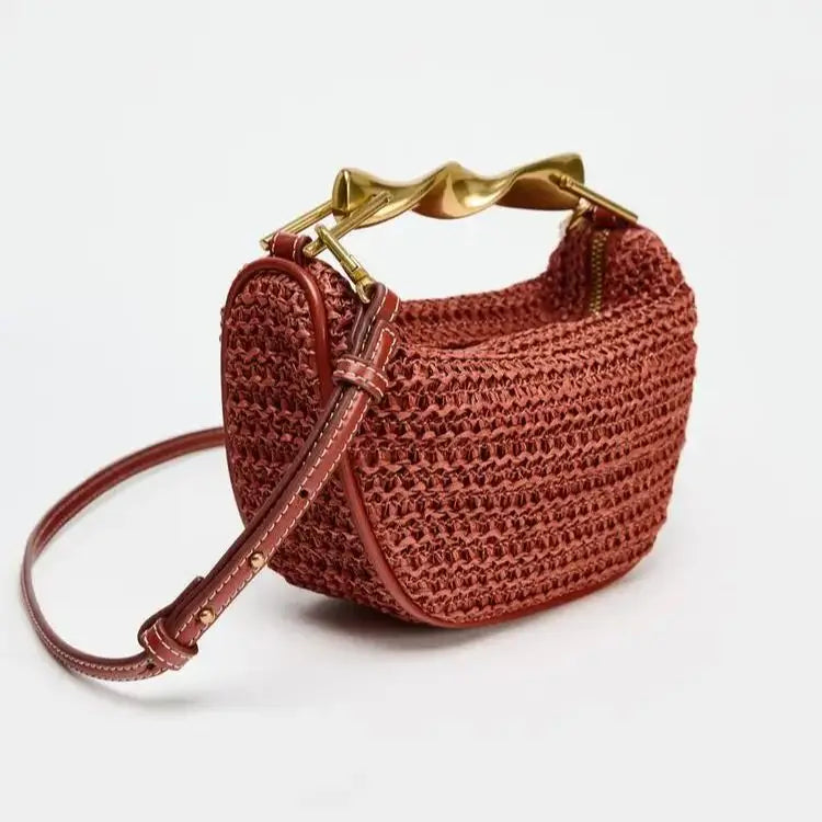 The Soleil Curve™ – Woven Half-Moon Chain Bag