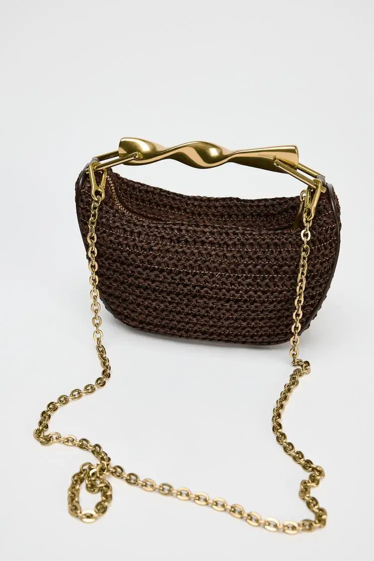 The Soleil Curve™ – Woven Half-Moon Chain Bag