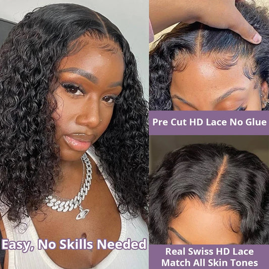 WaveMuse Lace Wig – Deep Wave Short Cut (8”–16”)