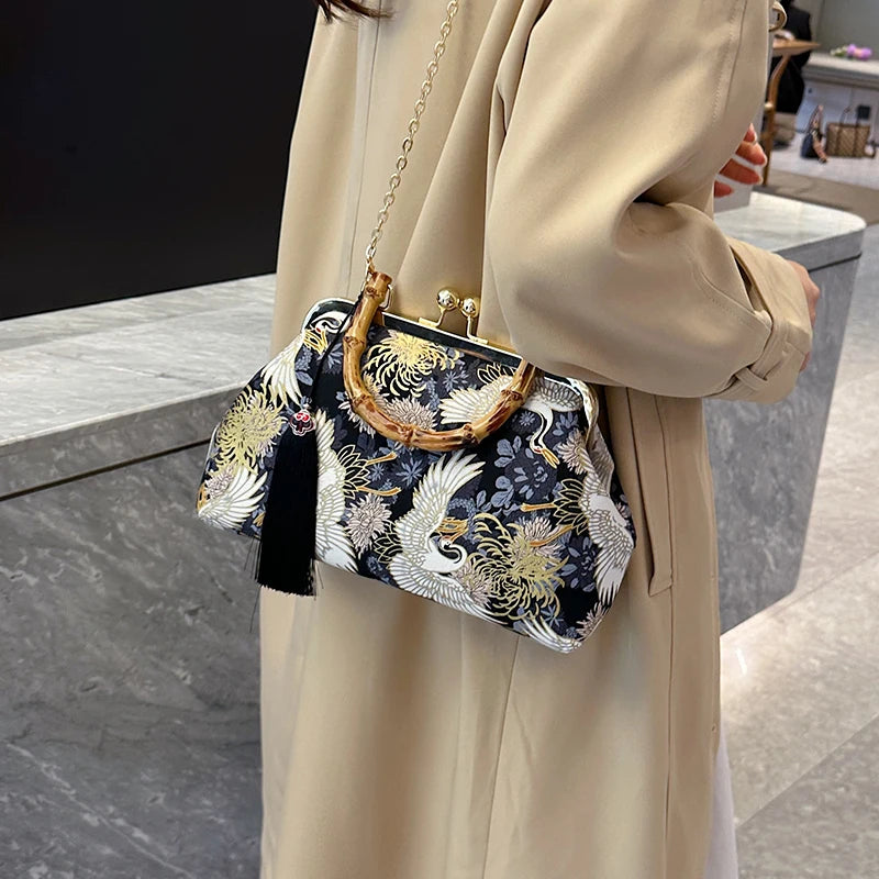 The Pearl Nomad — Canvas Tassel Shoulder & Clutch Bag