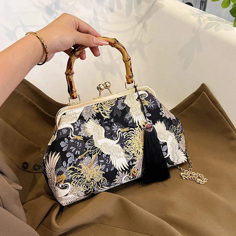 The Pearl Nomad — Canvas Tassel Shoulder & Clutch Bag