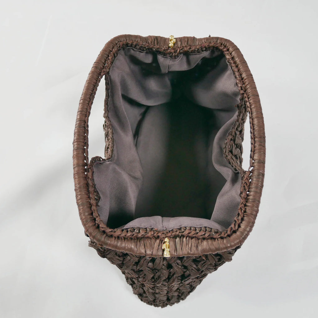 The Soleil Clutch — Woven Paper Hollow Clutch in Yellow