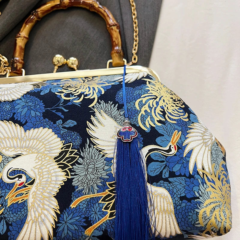 The Pearl Nomad — Canvas Tassel Shoulder & Clutch Bag