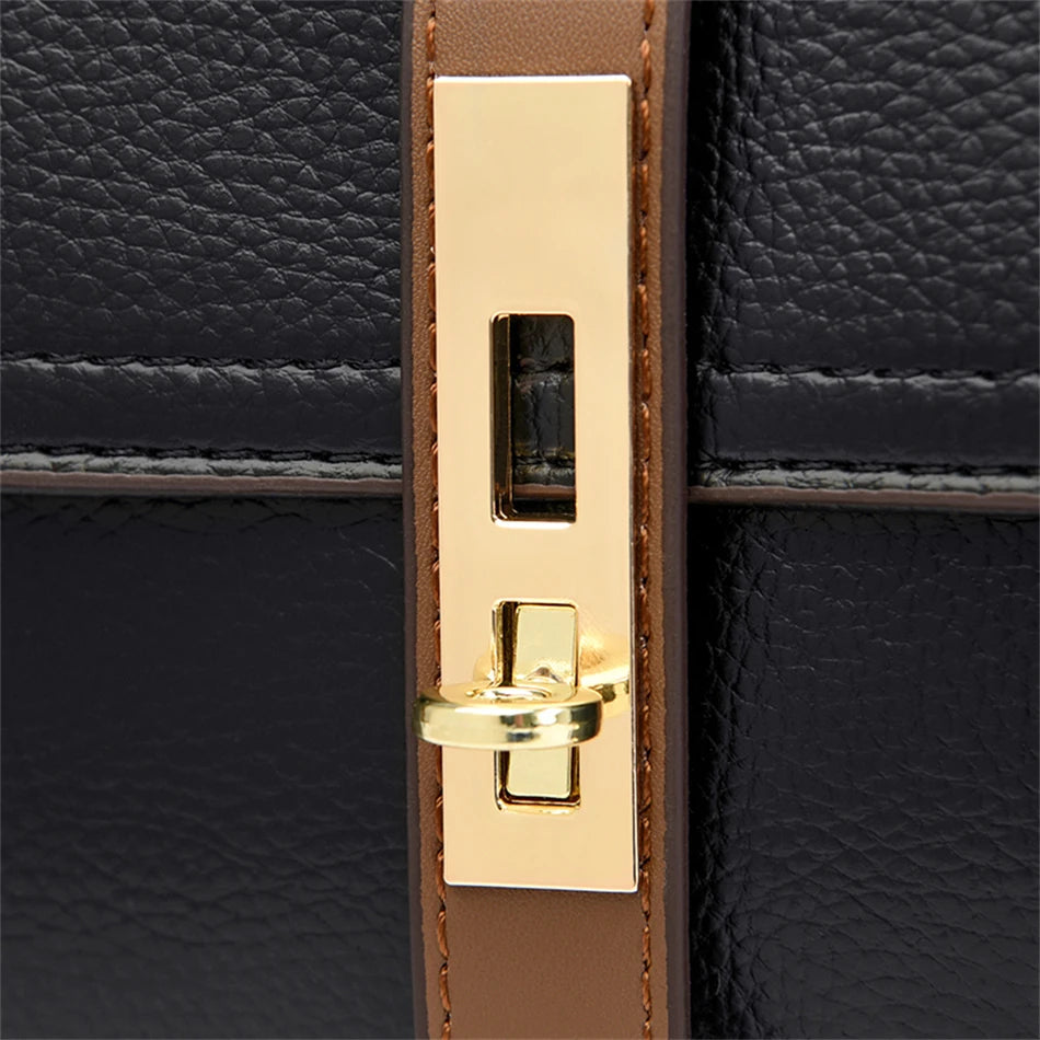 Lumière Patch Flap — Chic Microfiber Leather Shoulder Bag