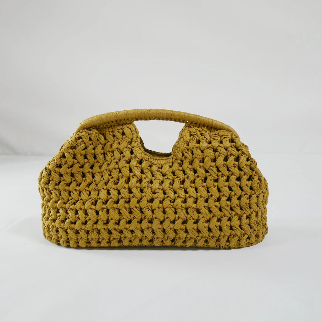 The Soleil Clutch — Woven Paper Hollow Clutch in Yellow
