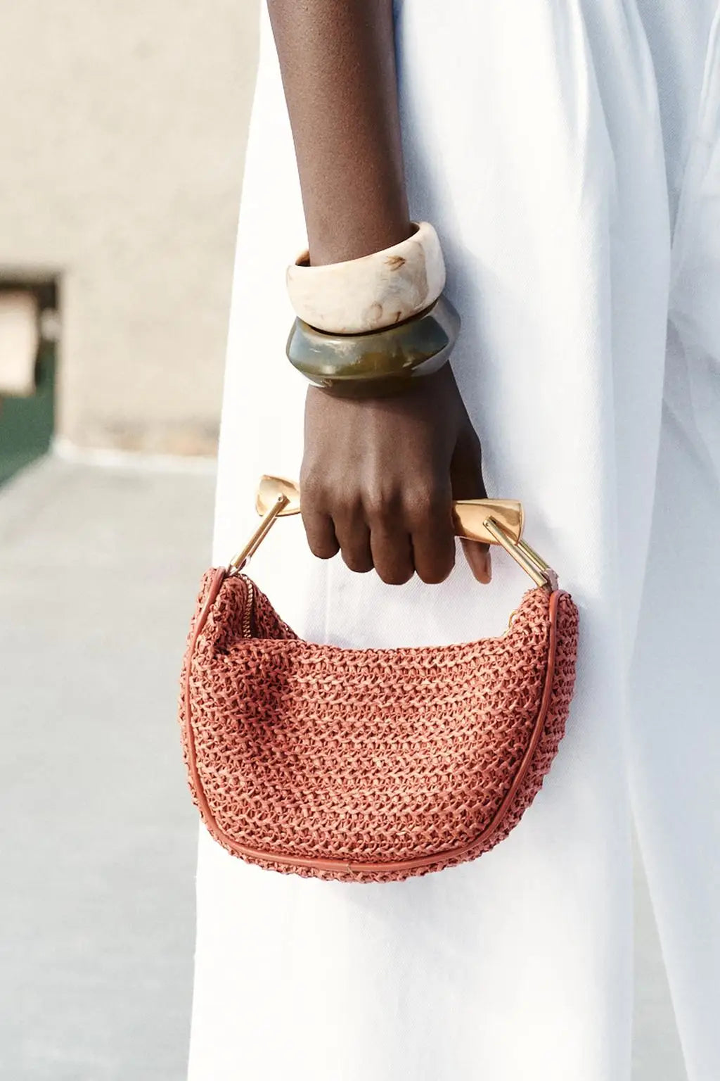 The Soleil Curve™ – Woven Half-Moon Chain Bag