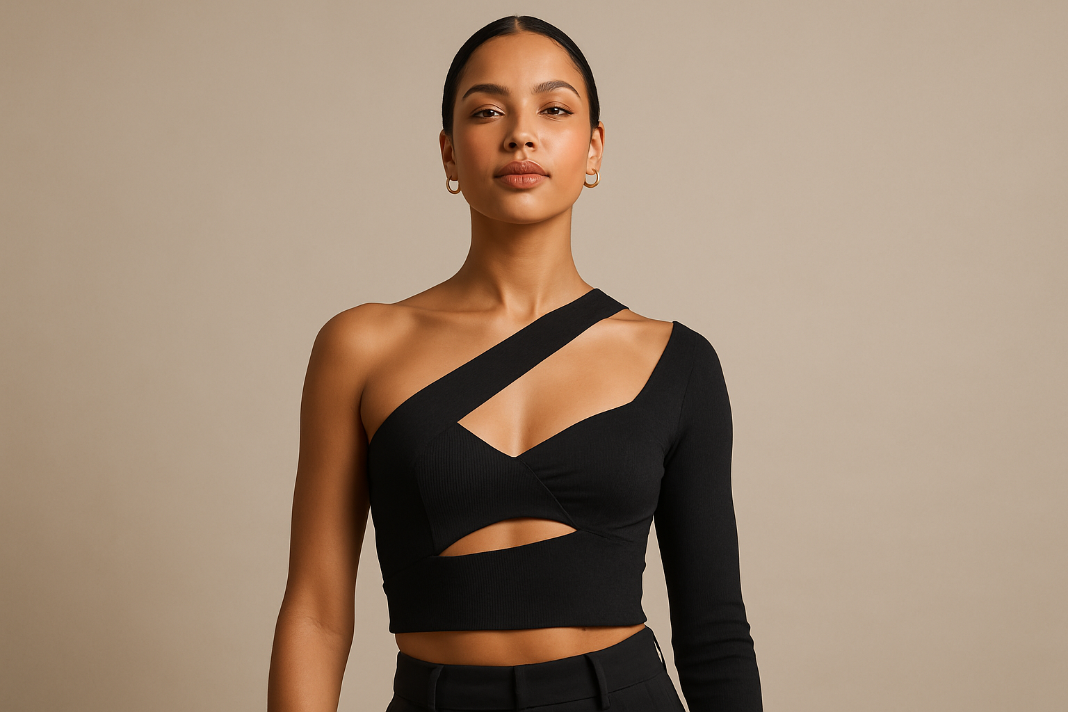 Confident woman trendy top